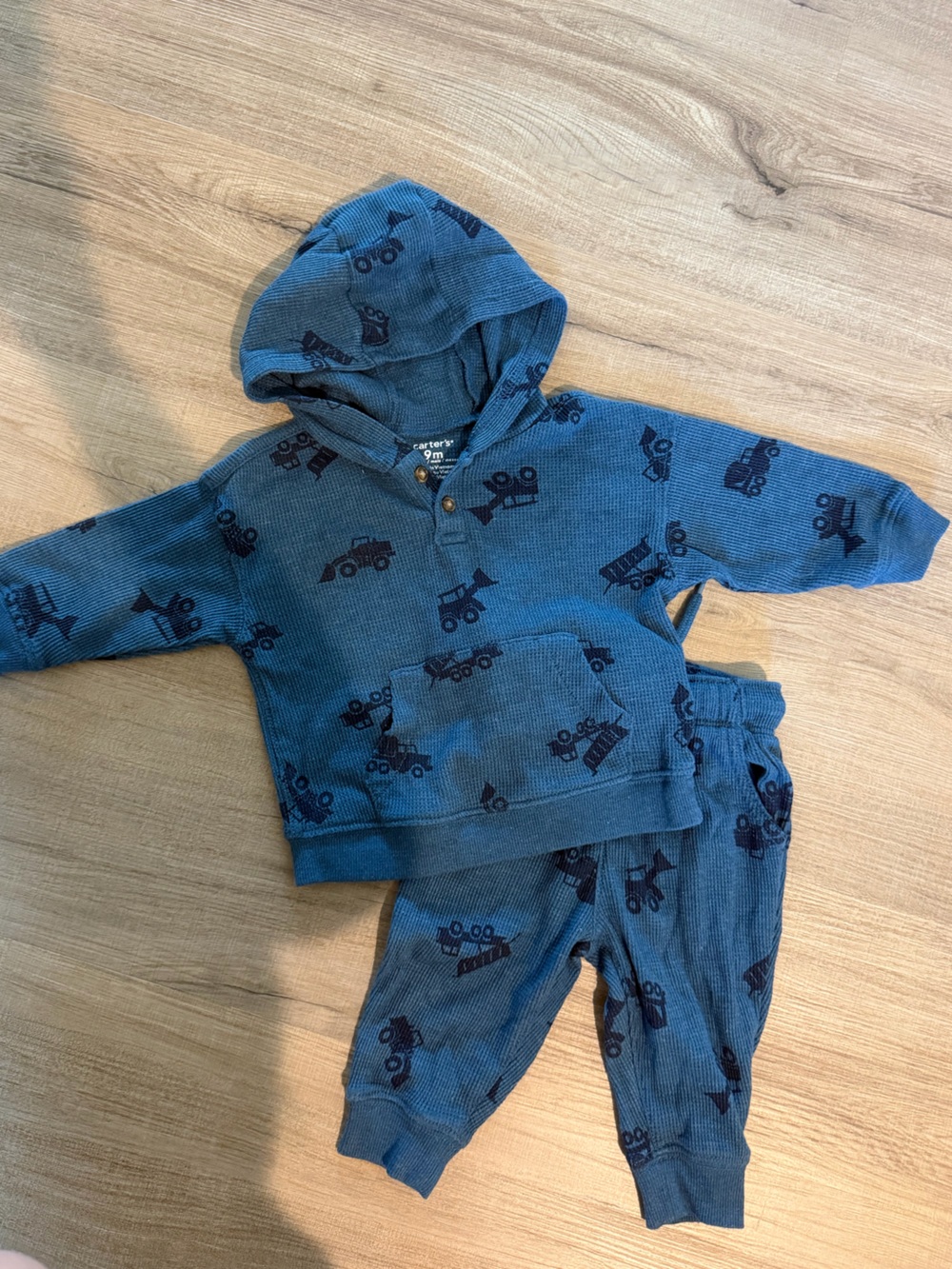 Blue Hoodie & Jogger Set with Truck Print
